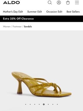 ALDO Yellow Knotted Strappy Mid-Heel Sandal NEW